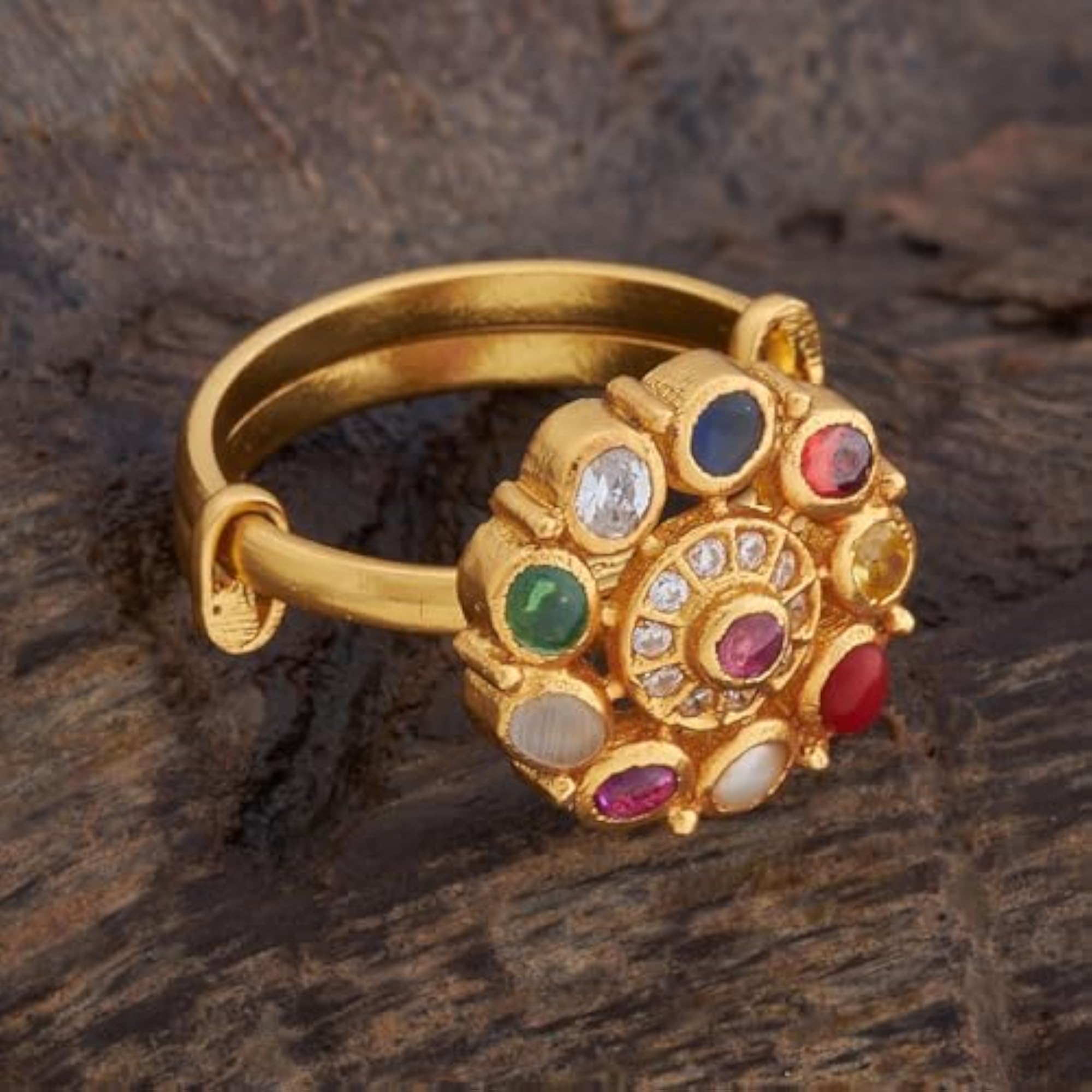 KUSHAL'S 92.5 Silver Temple Adjustable Finger Ring, Festive
